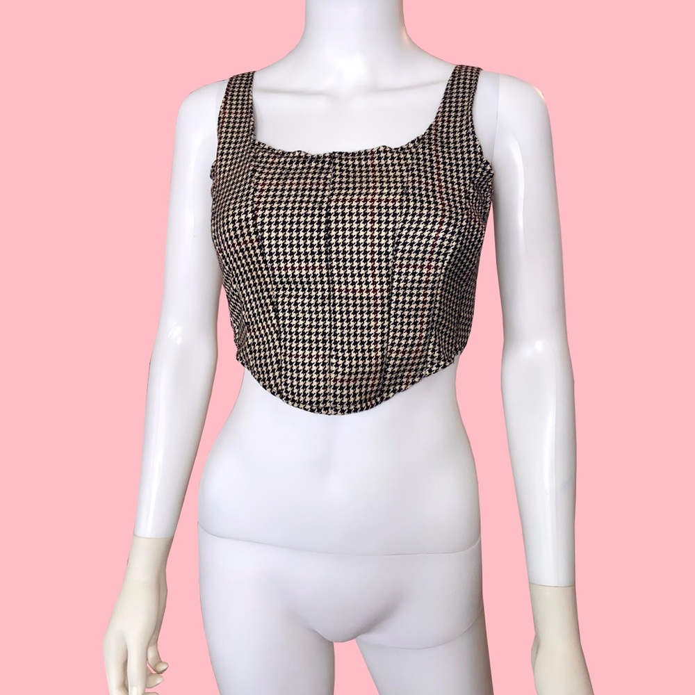 Handmade Wool Houndstooth Corset Top